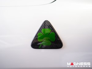  Alfa Romeo Stelvio Quadrifoglio (QV) Fender Badge Cover Set - Carbon Fiber - Green Clover